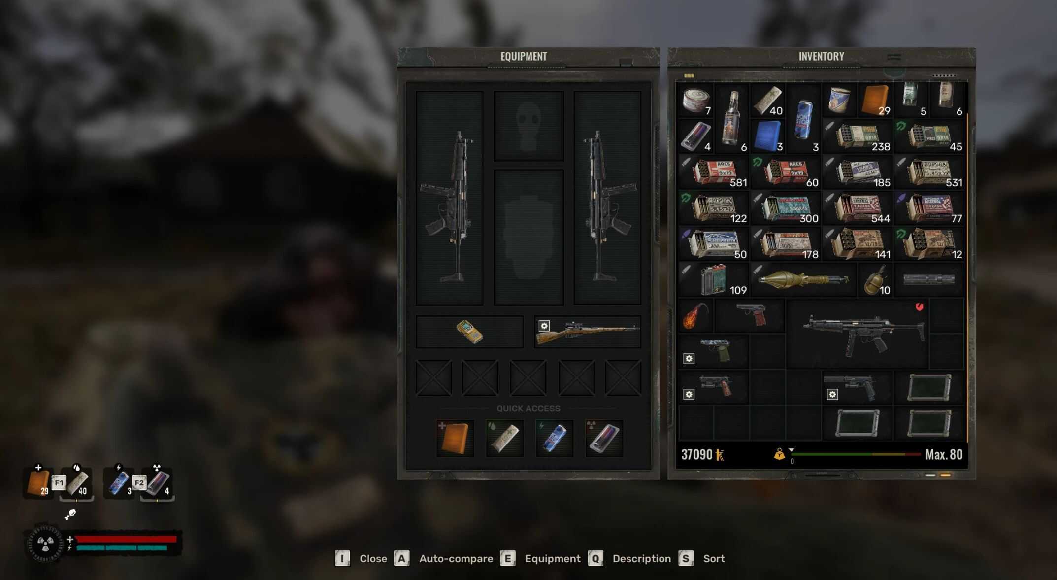 Any weapon as sidearm